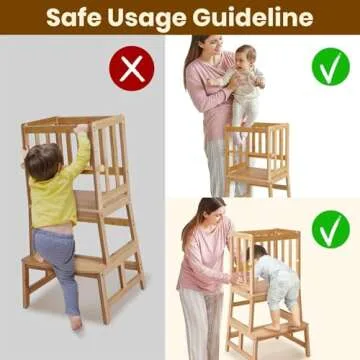 COSYLAND Kids Kitchen Step Stool with Safety Railing