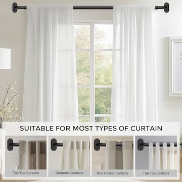 JRZOO 48-84 Inch Adjustable Blackout Curtain Rods