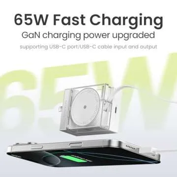 SHARGE Retractable 65W Charger with USB C Cable in White