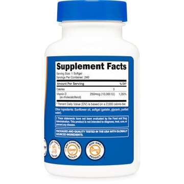 Nutricost Vitamin D3 10,000 IU - High Potency Softgels