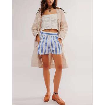 Yimoon Women's Striped Boxer Shorts Summer Casual Elastic Waist Pajama Bottoms Y2K Lounge Shorts