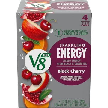 V8 Black Cherry Energy Drink, 4-Pack, 11.5 oz Cans