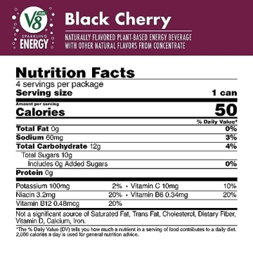 V8 Black Cherry Energy Drink, 4-Pack, 11.5 oz Cans