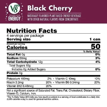 V8 Black Cherry Energy Drink, 4-Pack, 11.5 oz Cans