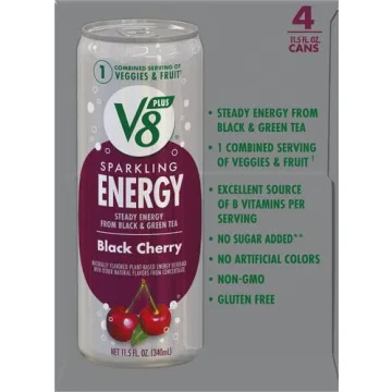 V8 Black Cherry Energy Drink, 4-Pack, 11.5 oz Cans