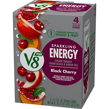 V8 Black Cherry Energy Drink, 4-Pack, 11.5 oz Cans
