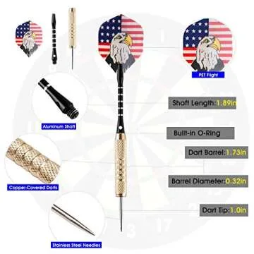 UZOPI 15 Packs Steel Tip Darts 18 Grams with Dart Sharpener and 3 Extra Flights, Aluminum Shafts & Brass Barrels, Levels in Every Rec Room, Man Cave, Bar and Game Room