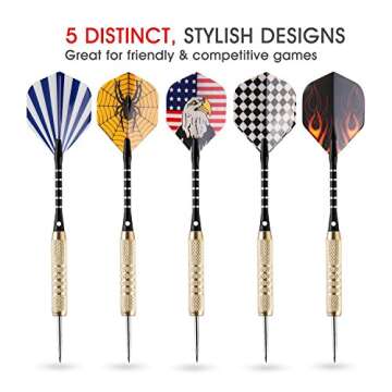 UZOPI 15 Packs Steel Tip Darts 18 Grams with Dart Sharpener and 3 Extra Flights, Aluminum Shafts & Brass Barrels, Levels in Every Rec Room, Man Cave, Bar and Game Room