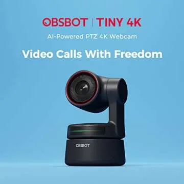 OBSBOT Tiny 4K PTZ Webcam HDR ½.8" Sensor Auto-Focus Dual Microphone AI-Tracking auto-framing Gesture Control for Teaching Live Streaming Video Meeting (4K)