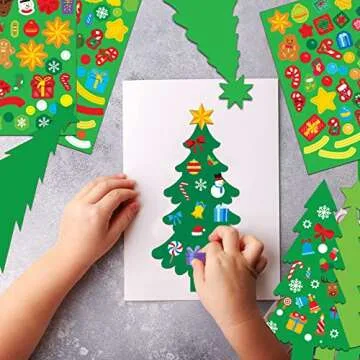 chiazllta 945Pcs DIY Christmas Tree Craft Kit Kids Holiday Art Making Craft with Stickers, Make Your Own Christmas Bookmark Xmas Party Favor Decoration Home Classroom Game Activities
