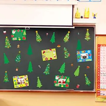 chiazllta 945Pcs DIY Christmas Tree Craft Kit Kids Holiday Art Making Craft with Stickers, Make Your Own Christmas Bookmark Xmas Party Favor Decoration Home Classroom Game Activities