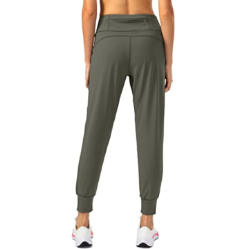 Soothfeel Women's Joggers with Zipper Pockets High Waisted Athletic Workout Yoga Pants Joggers for Women Regular (Army Green, Medium)