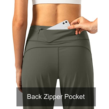Soothfeel Women's Joggers with Zipper Pockets High Waisted Athletic Workout Yoga Pants Joggers for Women Regular (Army Green, Medium)
