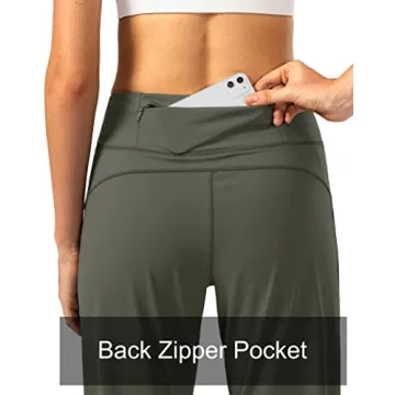 Soothfeel Women's Joggers with Zipper Pockets High Waisted Athletic Workout Yoga Pants Joggers for Women Regular (Army Green, Medium)