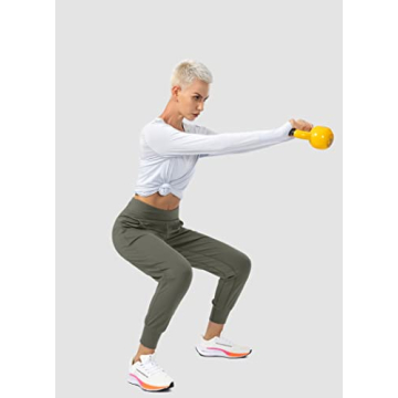 Soothfeel Women's Joggers with Zipper Pockets High Waisted Athletic Workout Yoga Pants Joggers for Women Regular (Army Green, Medium)