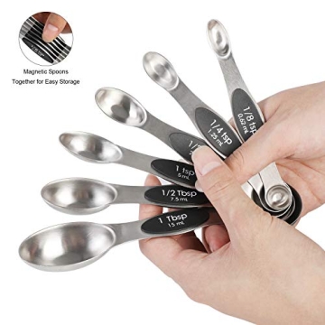 Magnetic Measuring Spoons Set of 6 Dual Sided Stainless Steel