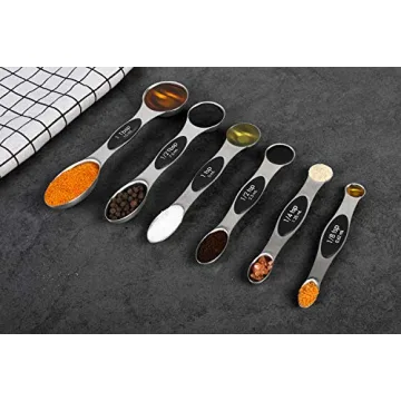 Magnetic Measuring Spoons Set of 6 Dual Sided Stainless Steel