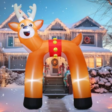 COMIN 14ft Christmas Inflatables Outdoor Decorations Blow Up Reindeer Archway Inflatable with Built-...