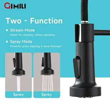 GIMILI Black and Gold Touchless Kitchen Faucet with AC Adapter, Smart Motion Sensor Hands Free Single Handle Kitchen Sink Faucet with Pull Down Sprayer
