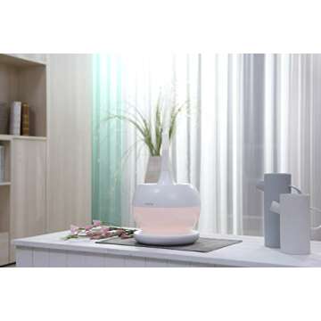 MIRO-NR08M Cream White Completely Washable Modular Sanitary Humidifier, Large Room, Easy to Clean, Easy to Use - Premium Cool-Mist Humidifier. Touch Control Colorful LEDs, Powerful humidification