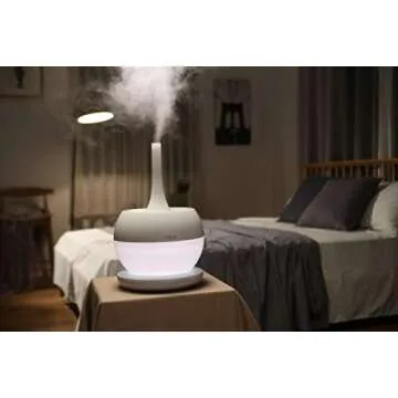 MIRO-NR08M Cream White Completely Washable Modular Sanitary Humidifier, Large Room, Easy to Clean, Easy to Use - Premium Cool-Mist Humidifier. Touch Control Colorful LEDs, Powerful humidification