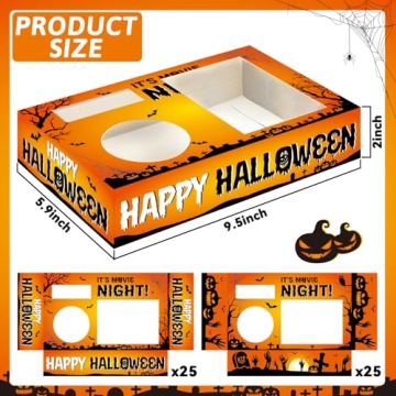QOUBAI 50Pcs Halloween Movie Night Snack Trays for Parties