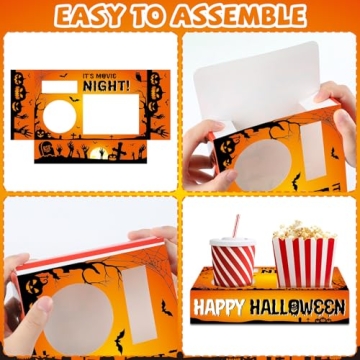 QOUBAI 50Pcs Halloween Movie Night Snack Trays for Parties