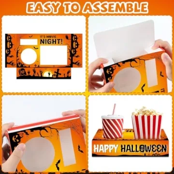 QOUBAI 50Pcs Halloween Movie Night Snack Trays for Parties