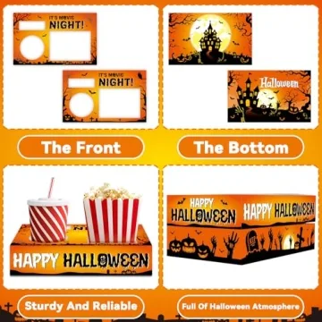 QOUBAI 50Pcs Halloween Movie Night Snack Trays for Parties