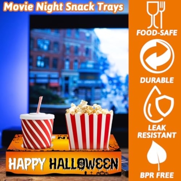QOUBAI 50Pcs Halloween Movie Night Snack Trays for Parties