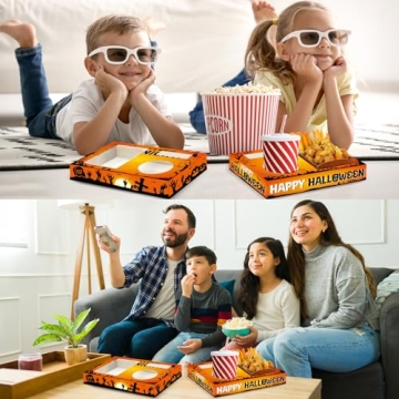 QOUBAI 50Pcs Halloween Movie Night Snack Trays for Parties