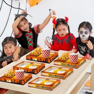 QOUBAI 50Pcs Halloween Movie Night Snack Trays for Parties