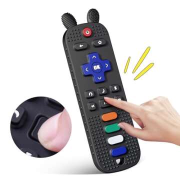 FFTROC TV Remote Control Shape Baby Teething Toys and Phone Shape Teether Toys for Babies 6-12 Month...