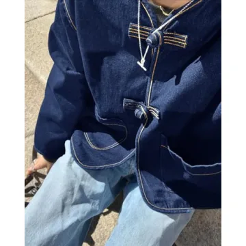 Cicy Bell Womens Lightweight Cropped Denim Jacket