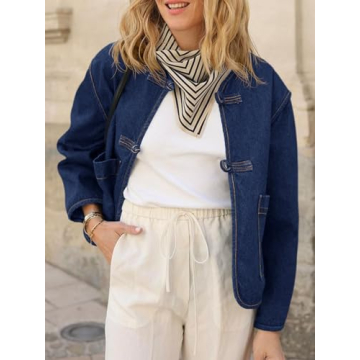 Cicy Bell Womens Lightweight Cropped Denim Jacket