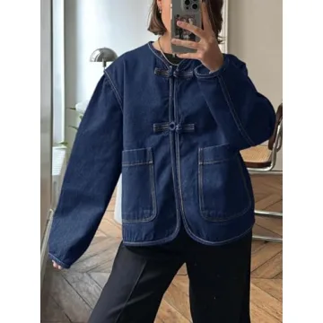 Cicy Bell Womens Lightweight Cropped Denim Jacket