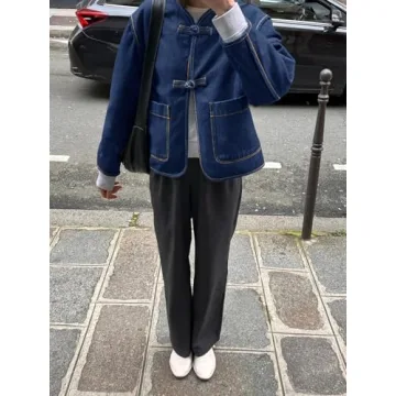 Cicy Bell Womens Lightweight Cropped Denim Jacket