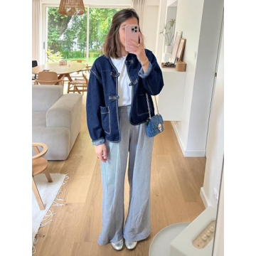 Cicy Bell Womens Lightweight Cropped Denim Jacket