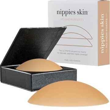 Nippies Non-Adhesive Bra Liner Nipple Covers for Women – Reusable Silicone No-Show Inserts Bra Pad...