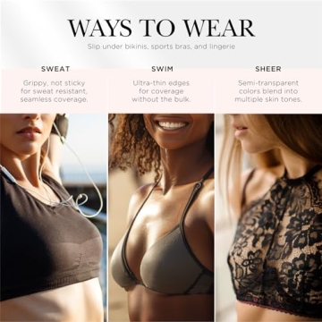 Nippies Non-Adhesive Bra Liner Nipple Covers for Women – Reusable Silicone No-Show Inserts Bra Pad Enhancements with Travel Box - Caramel