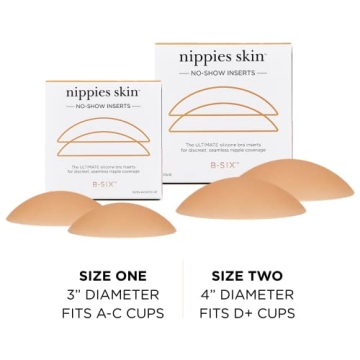 Nippies Non-Adhesive Bra Liner Nipple Covers for Women – Reusable Silicone No-Show Inserts Bra Pad Enhancements with Travel Box - Caramel