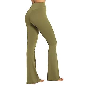 Sunzel Flare Leggings, Crossover Yoga Pants with Tummy Control, High Waisted and Wide Leg, No Front Seam Martini Olive X-Large 30" Inseam