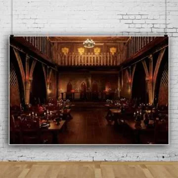 Yeele 9x6ft Medieval Tavern Backdrop for Photography Rustic Eatery Wood Building Tables Chairs Wild Cowboy Theme Party Background Portrait Photo Shoot Props Western Party Decorations Photo Backdrop