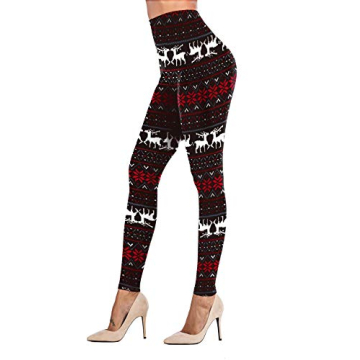 Soft Christmas Reindeer Stripe Leggings for Women