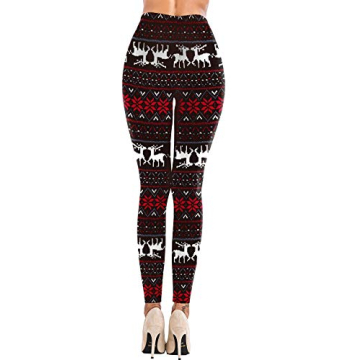 Soft Christmas Reindeer Stripe Leggings for Women