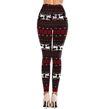Soft Christmas Reindeer Stripe Leggings for Women