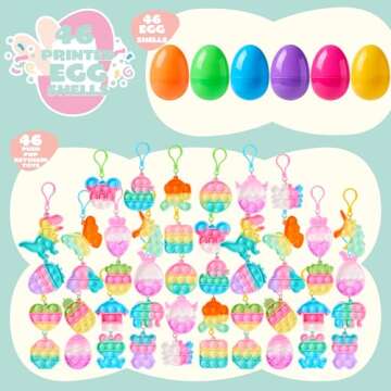JOYIN 46 Pcs Pre Filled Easter Eggs with Fun Pop Toys for Kids