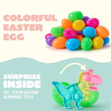 JOYIN 46 Pcs Pre Filled Eggs with Pop Keychains for Easter Fun