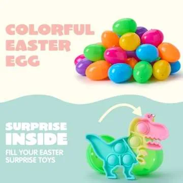 JOYIN 46 Pcs Pre Filled Eggs with Pop Keychains for Easter Fun