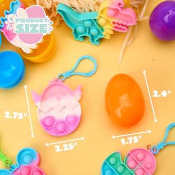 JOYIN 46 Pcs Pre Filled Eggs with Pop Keychains for Easter Fun